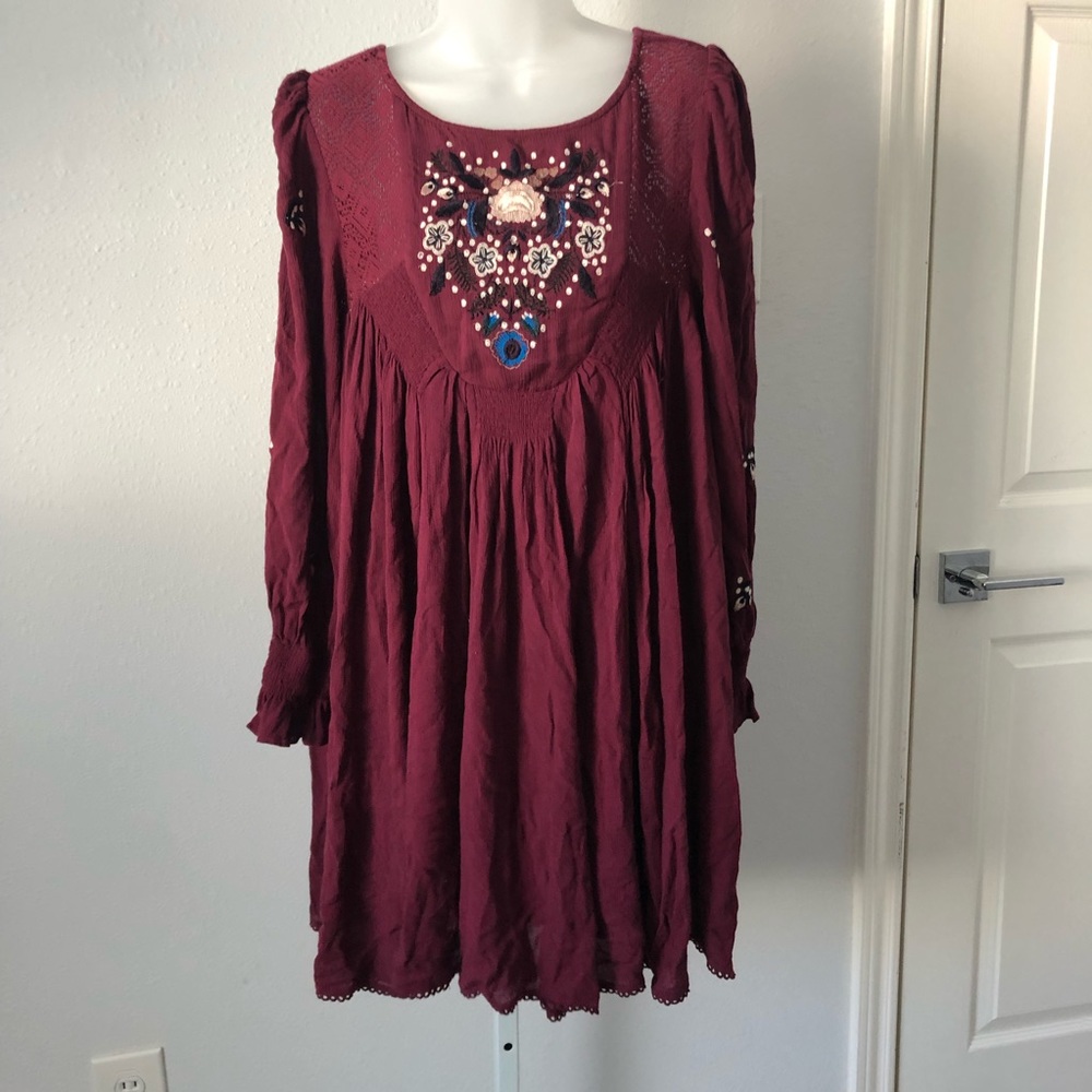 NWT Maroon Long Sleeve Free People Dress